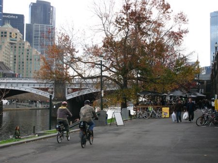 Birrarung Marr from the Yarra bike trail