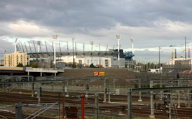 MCG Melbourne from rail lines