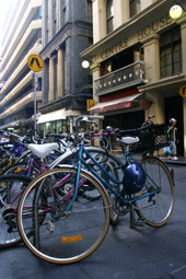 Bikes in Flinders Lane Melbourne