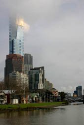 The changable weather Melbourne is famous for on the Eureka tower.