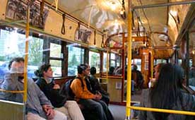 inside a Melbourne City Circle Tram